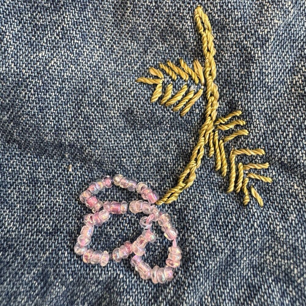 Susan Bristol P L Floral Hand Embroidered Patchwork Denim Vest Y2K 90s Vintage - Picture 11 of 16